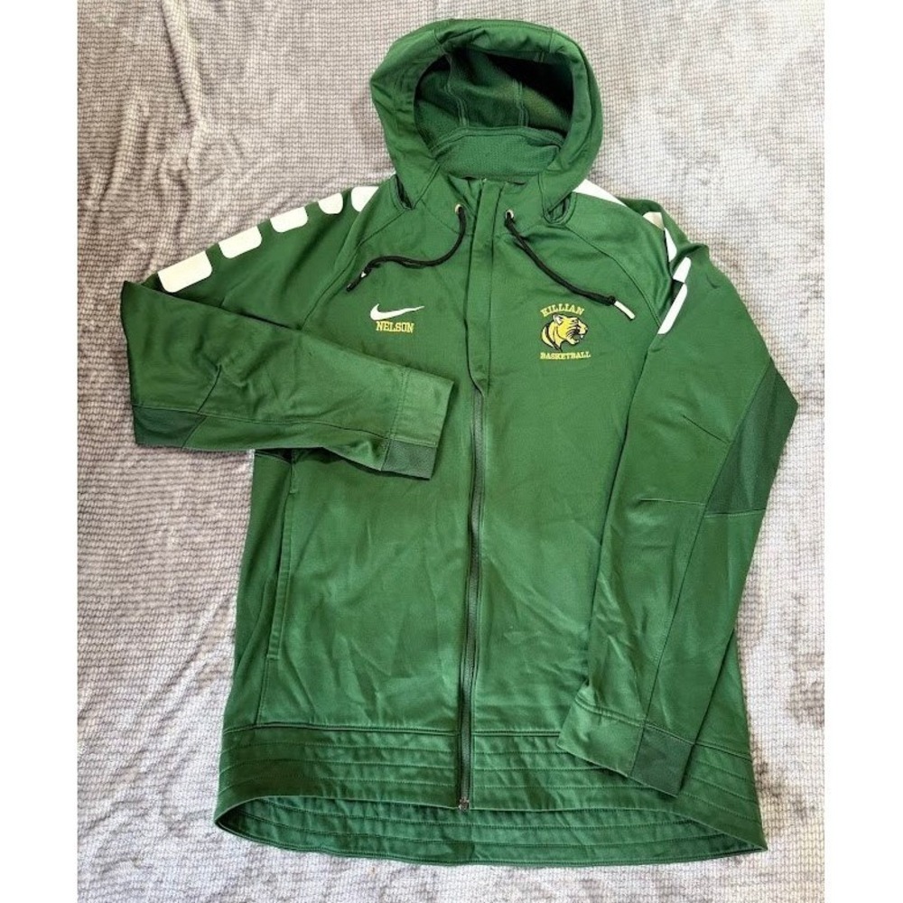 Nike Killian Basketball Full Zip Hoodie Mens Green‎ Nelson Graphic Sweatshirt